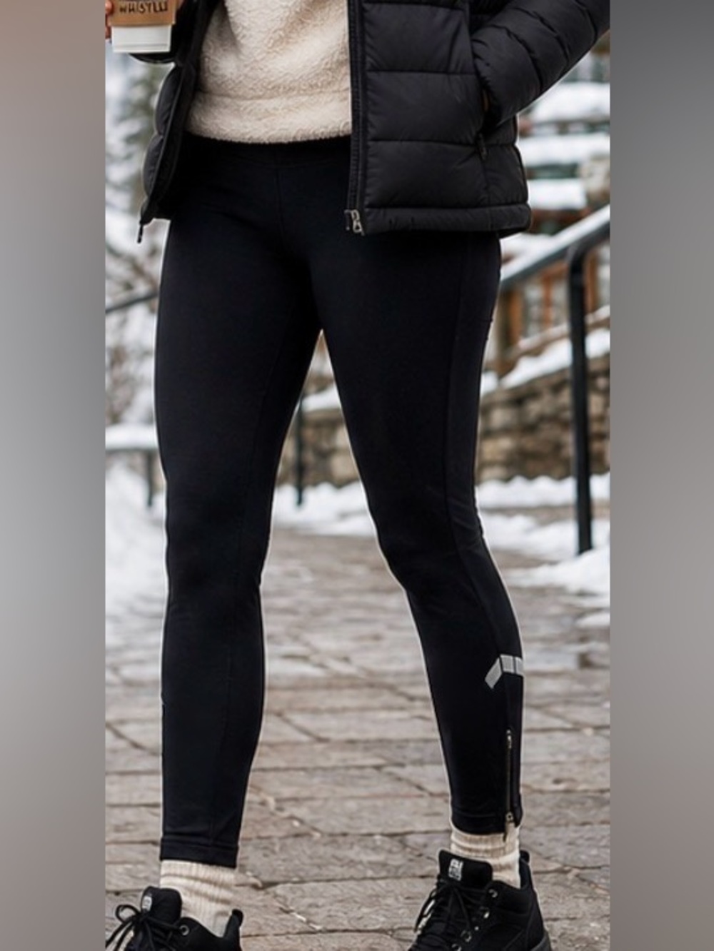 MEC Fleece-Lined Thermal Running Leggings Reflective-Women’s M-Made in Canada